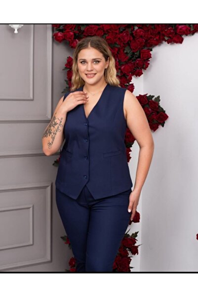 HaiModa Kadın Büyük Beden Yelek Pantolon Takım