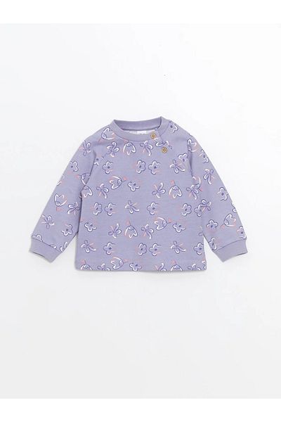 LC Waikiki Lcw Baby Lilac Floral Baby Girl Cardigan and Pants 2Pcs
