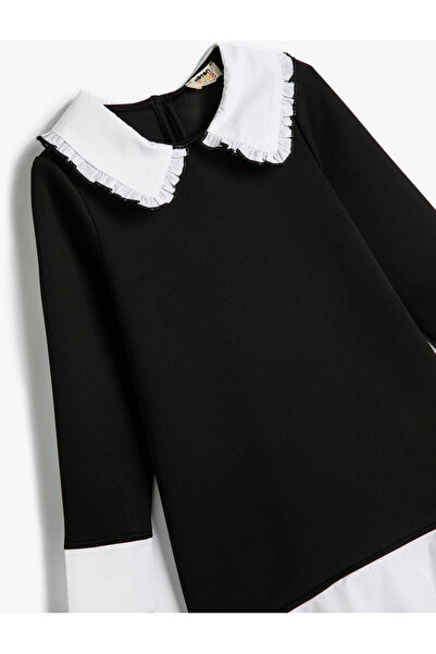 Koton Рокля с волани с дълъг ръкав и контрастна бебешка яка
