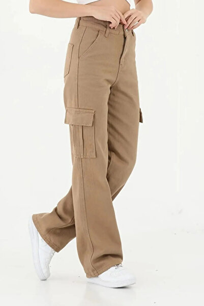 Pantulux Kız Çocuk %100 Pamuk Kargo Cepli Wide Leg Okul Pantolonu