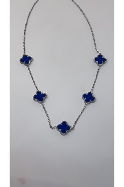 By Semra Kararmaz Çelik Gümüş renk Yonca Model Kadın Şık Kolye