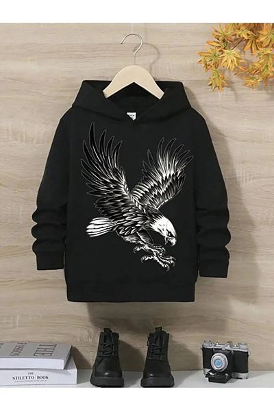 ARP MODA Детски суичър с качулка с щампа на орел