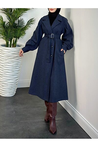 HİJABAYA Balloon Sleeve Belted Lined Cashmere Coat
