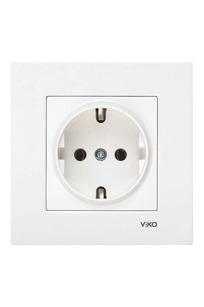 VİKO White Square Grounded Socket