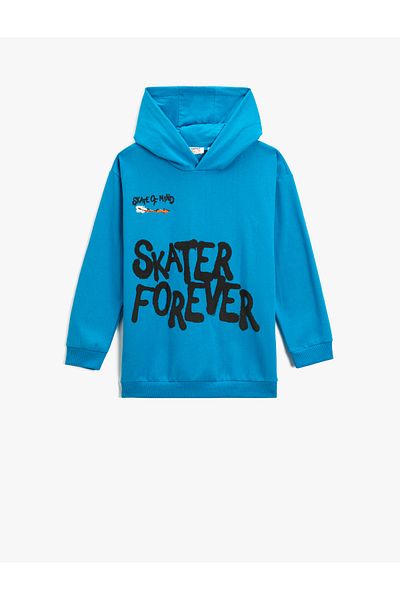 Koton Hooded Sweatshirt Skateboard Themed Printed on the Back