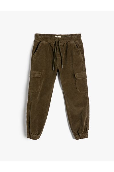 Koton Cotton Velvet Jogger Pants - Pocket Detailed and Waist Tied