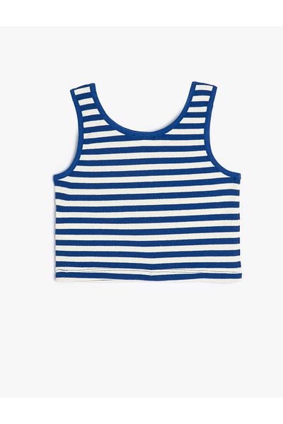 Koton Kurzes Tanktop mit Rundhalsausschnitt – gerippt und mit Delfinstickerei