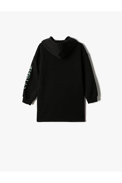 Koton Sweat Dress Animation Potištěné s kapucí s dlouhým rukávem