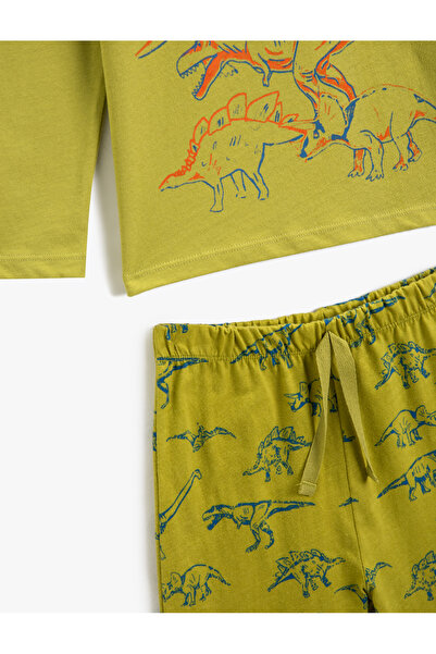 Koton Pyjama-Set, langärmliges T-Shirt und Pyjama-Unterteil mit elastischem Bund, 2-teilig