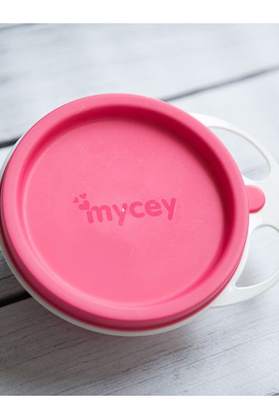 mycey طبق طعام بغطاء وردي