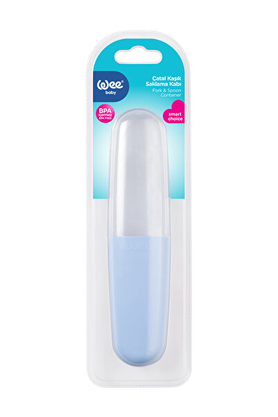Wee Baby حاوية تخزين ملعقة شوكة زرقاء