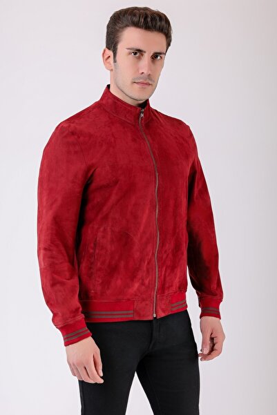 Leather Club Siyah Kırmızı Çift Taraflı Hakiki Süet Deri Ceket