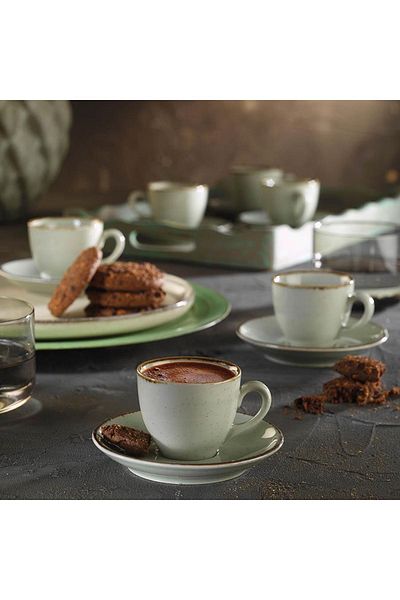 Kütahya Porselen Lima 2-Person Cup Set Green