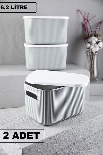 Bayev 2 Bucuri Depozitare 6 Lt Gri Multifunctional Dulap Organizator Container Depozitare cu Capac