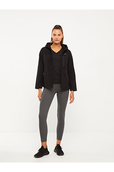 LC Waikiki Чорна куртка для лиж з капюшоном та світловідбиваючим принтом