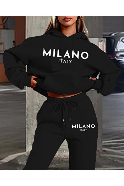 trend selection Milano Italian Printed, Oversize, Hooded, Women's Tracksuit Set