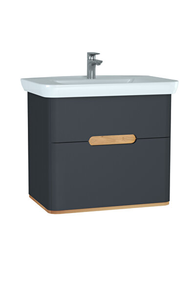 VitrA Sento 60836 Lavabo Dolabı, Çift Çekmeceli, 80 Cm, Mat Antrasit