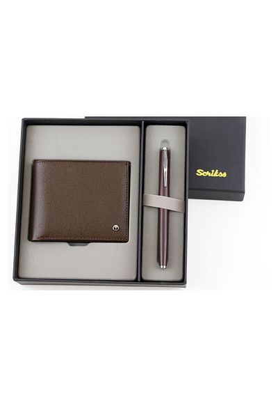 Scrikss Claret Red Roller 53c Classic Wallet Brown Set - Dr249