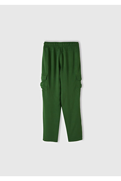 United Colors of Benetton Women's Pale Green 100% Viscous Waist Drawstring 4-Pocket Skinny Trousers