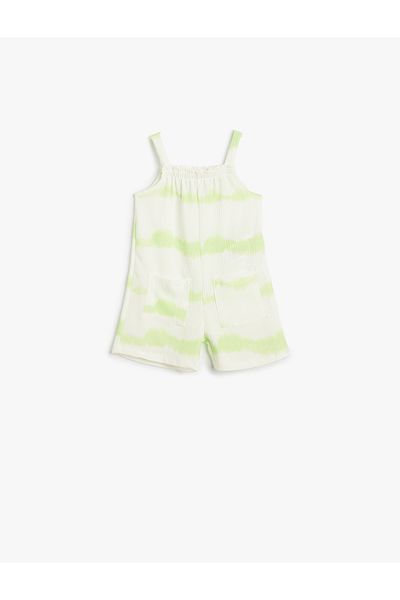 Koton Ολόσωμη φόρμα με λουράκια με μοτίβο Tie-Dye με στρογγυλή λαιμόκοψη και λεπτομέρεια τσέπης