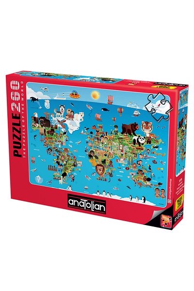 Anatolian Puzzle 260 Pieces Cartoon World Map 3338