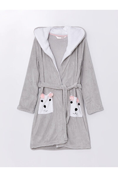 LC Waikiki Lcwk Kapüşonlu Baskılı Uzun Kollu Kadın Sabahlık