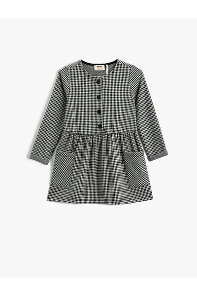 Koton Rochie cu mâneci lungi în carouri - Design cu buzunare