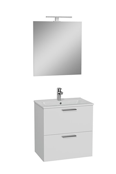 VitrA Mia 75021 Banyo Dolabı Seti, Çekmeceli, 60 cm, Parlak Beyaz