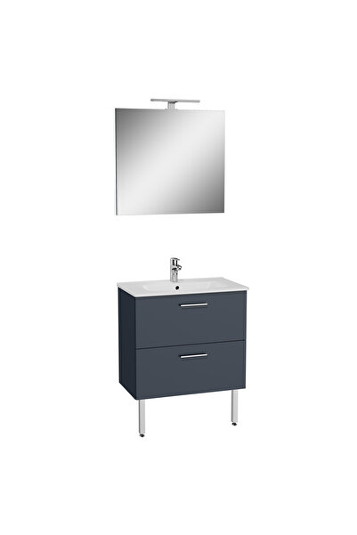 VitrA 66102 Mia Banyo Dolabı Seti Çekmeceli, Ayaklı, 70 cm, Antrasit