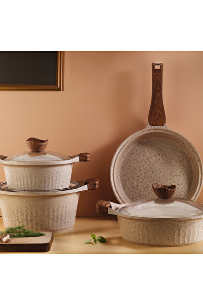 Aryıldız Lincoln 7 Parça Tencere Seti - Bej