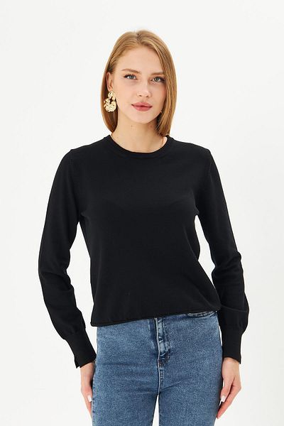 Irmak Kerekli Pulover de damă negru cu decolteu rotund Pulover de damă Old Money K2706