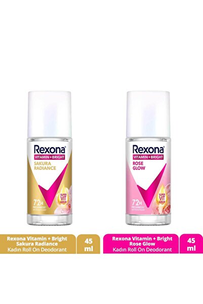 Rexona Vitamin Bright Kadın Roll On Deodorant Sakura Radiance 45 ml Rose Glow 45 ml