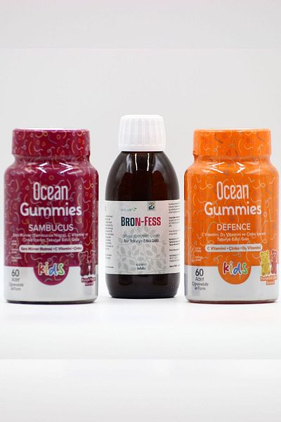 Ocean Gummies Set and Bronfess Herbal Cough Syrup