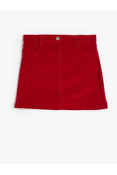 Koton Mini Skirt Corduroy Cotton Pocket Detailed