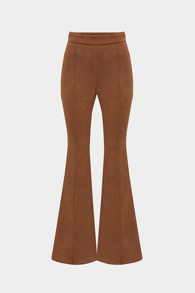 Açelya Okcu Premium ψηλόμεσο γρασίδι με λεπτομέρειες Suede γυναικείο παντελόνι