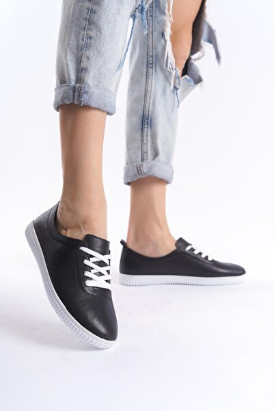 CZ London Kadın Hakiki Deri Rahat Taban Günlük Ayakkabı Bağcıklı Tam Kalıp Dikişli Ayakkabı