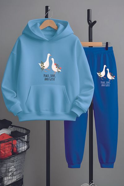 MYADA Set de trening pentru fete cu imprimeu Peace Love And Geese cu design special 22679