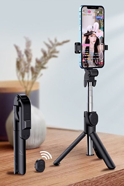 Crisby Bitonto Tripod Bluetooth Kumandalı Selfie Çubuğu Siyah