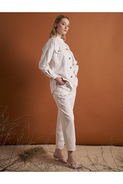 Kayra Τζιν μπουφάν με οπτικό λευκό κέντημα απλικέ