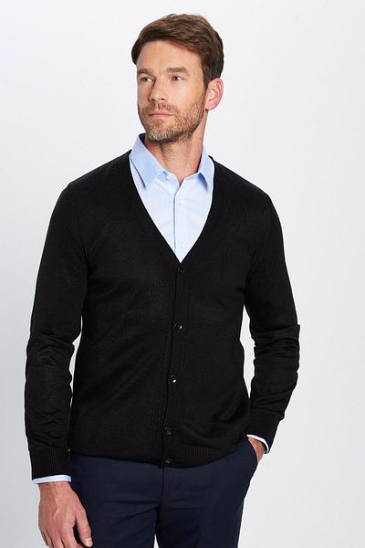 Tudors Pánský kardigan Slim Fit Slim Fit se zapínáním na knoflíky bez žmolkování Měkká textura