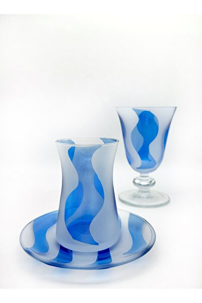 ÖzcamKristal 6 Kişilik 18 Parça Yeşil Geçişli Su / Meşrubat Bardaklı Çay Takı...