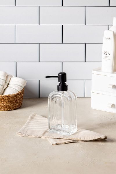 FH finehome Μαύρος διανομέας υγρού σαπουνιού Bolina Glass