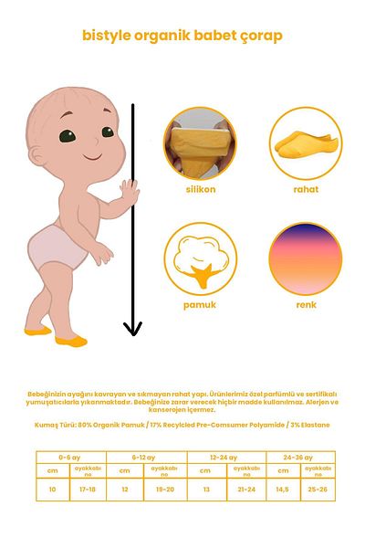 Bistyle Bistil Baby Girl Baby Boy Silicone Organic Basic Ballerina Socks