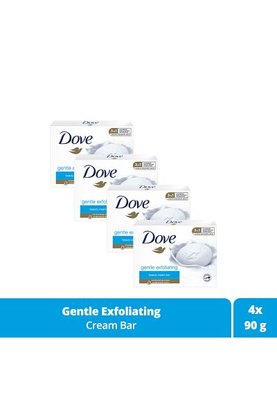 Dove Beauty Cream Bar Solid Beauty Soap Gentle Exfoliating Moisturizing Effect 90 G X4 Pieces