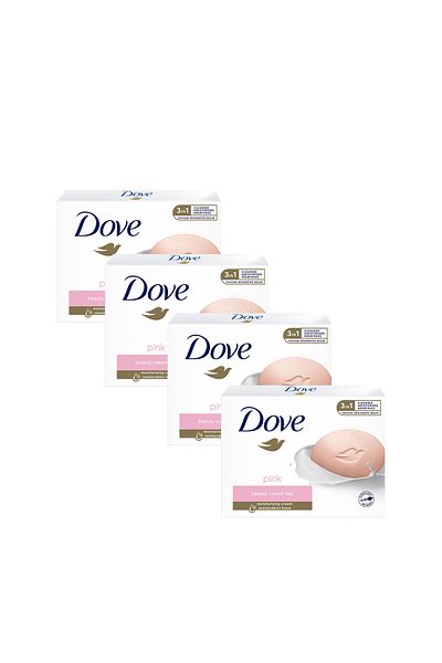 Dove Pink Beauty Soap - 90 g X4 Pieces, Moisturizing Beauty Cream Bar Solid
