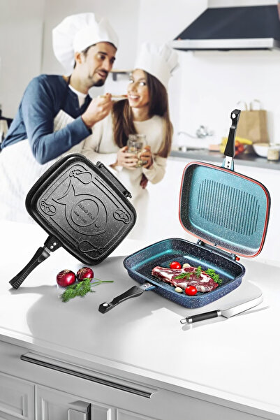 LAVONNI Döküm Çift Taraflı Balık Tavası Siyah 36 cm