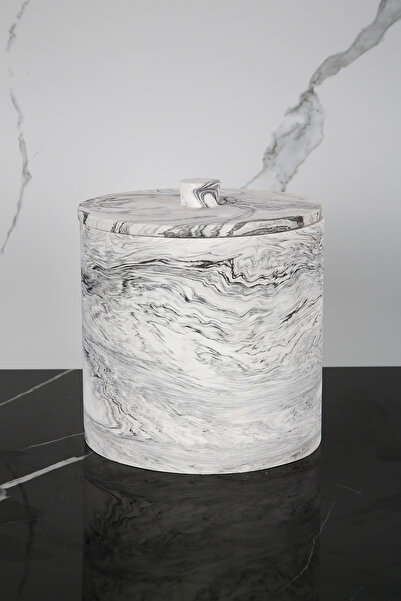 betonmall Marble Patterned Concrete Trash Can Bathroom Kitchen Toilet Wc 18 cm 4 Liters