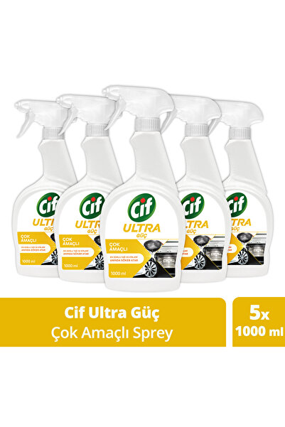 Cif Ultra Güç Çok Amaçlı Sprey En Zorlu Yağları Anında Söker Atar 1000ml 5adet