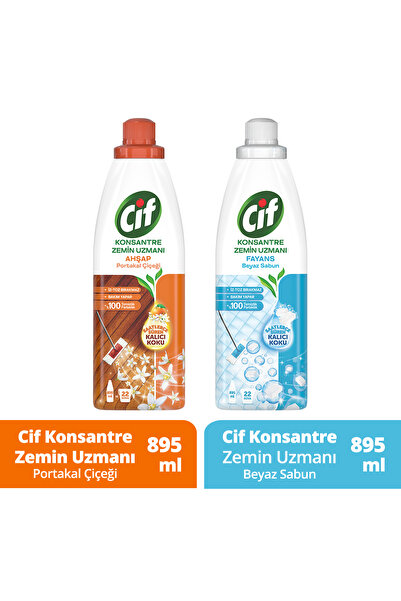 Cif Konsantre Zemin Uzmanı Ahşap 895 ml Konsantre Zemin Uzmanı Fayans Beyaz S...