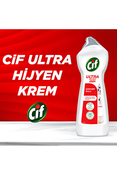 Cif Krem Yüzey Temizleyici Çamaşır Suyu Katkılı Ultra Hijyen 675 ml 4 Adet